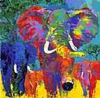Leroy Neiman Elephant Charge painting